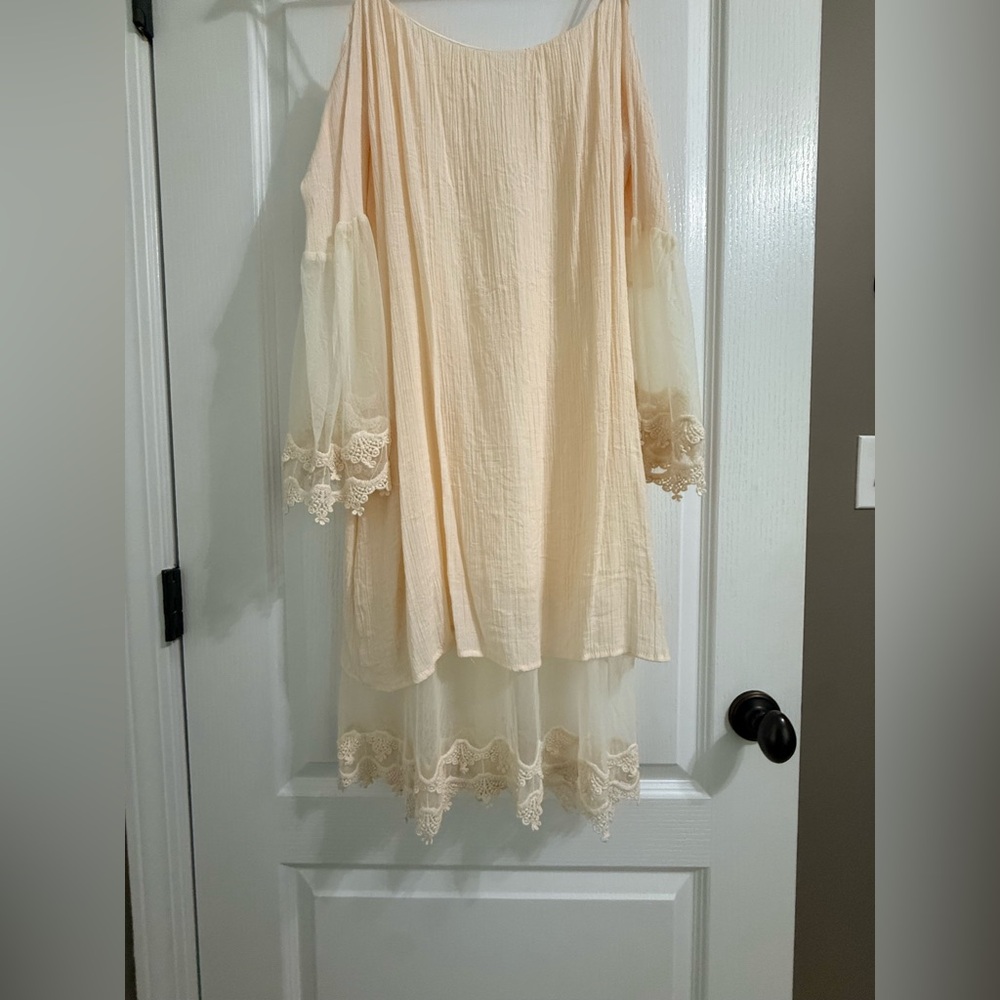 Cream Lace Trim Dress
